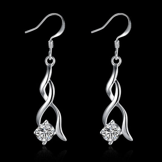 Fashion Creative Drop Tassel Twisted Zircon Stud Earrings