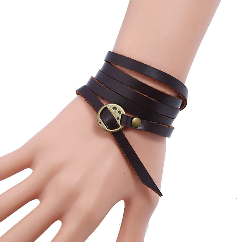 Men's Pressed Words Cattle Leather Retro Simple Bracelets