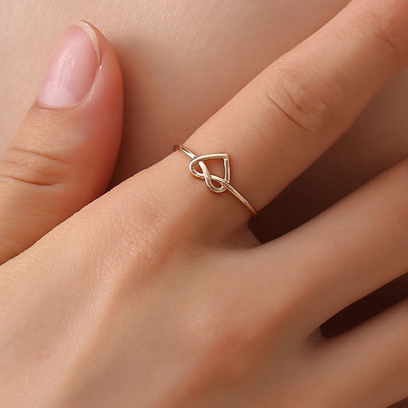 Women's Knotted Simple Graceful Hollow Loving Heart With Opening Rings
