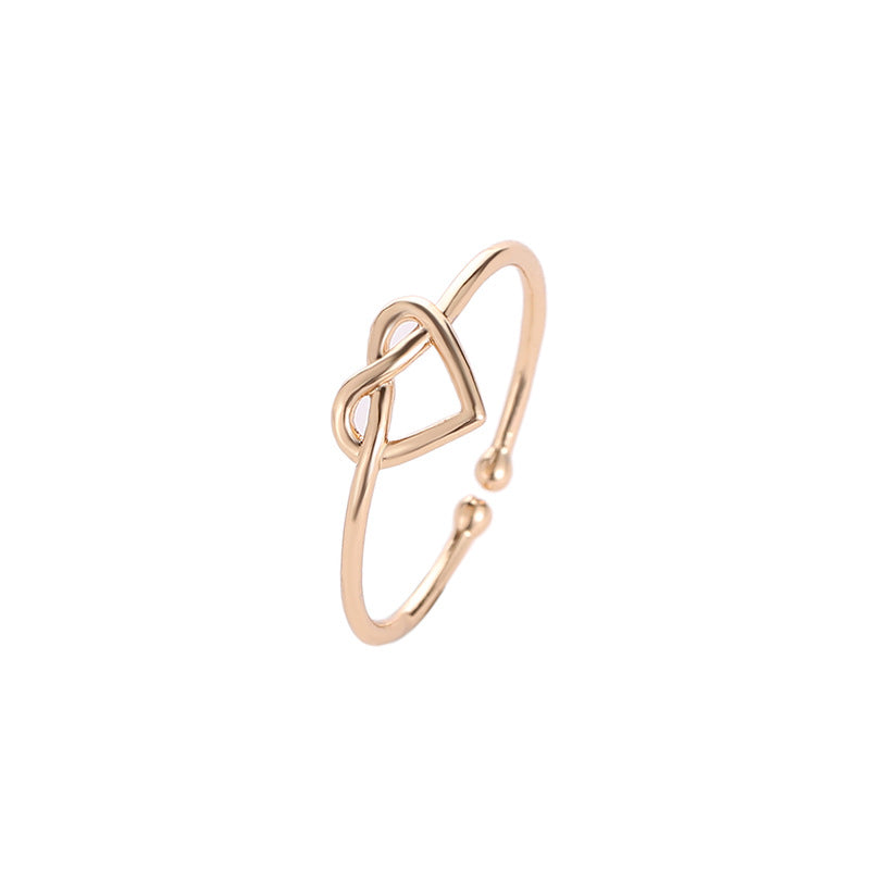 Women's Knotted Simple Graceful Hollow Loving Heart With Opening Rings