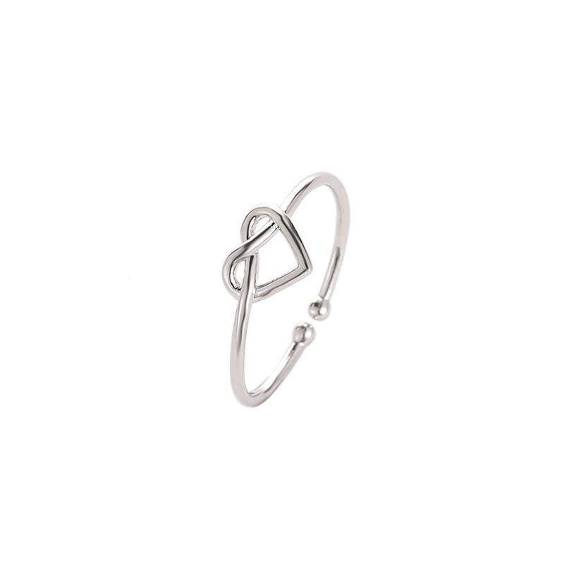 Women's Knotted Simple Graceful Hollow Loving Heart With Opening Rings