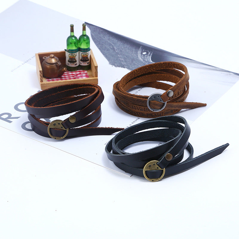 Men's Pressed Words Cattle Leather Retro Simple Bracelets