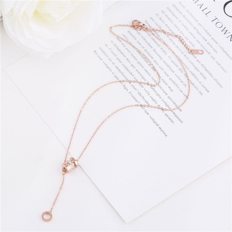 Women's Waist Roman Rose Gold Plated Hoop Lucky Necklaces