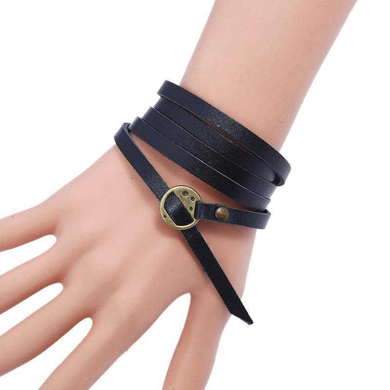 Men's Pressed Words Cattle Leather Retro Simple Bracelets