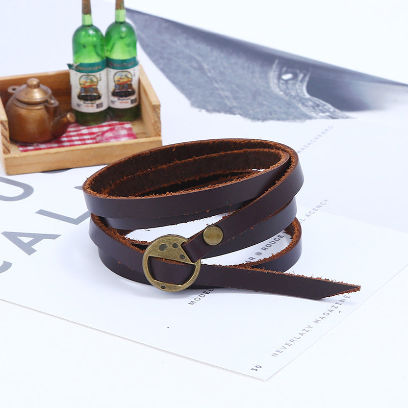 Men's Pressed Words Cattle Leather Retro Simple Bracelets