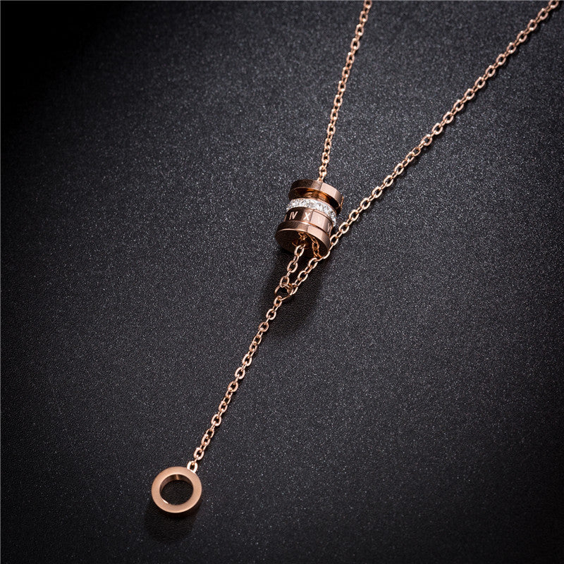 Women's Waist Roman Rose Gold Plated Hoop Lucky Necklaces