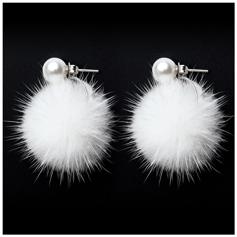 Sier Female Sweet Shell Pearls Synthetic Pearl Earrings