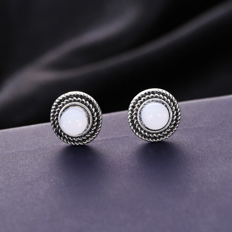 Pairs Of Water Drop White Gem Bohemian Style Earrings