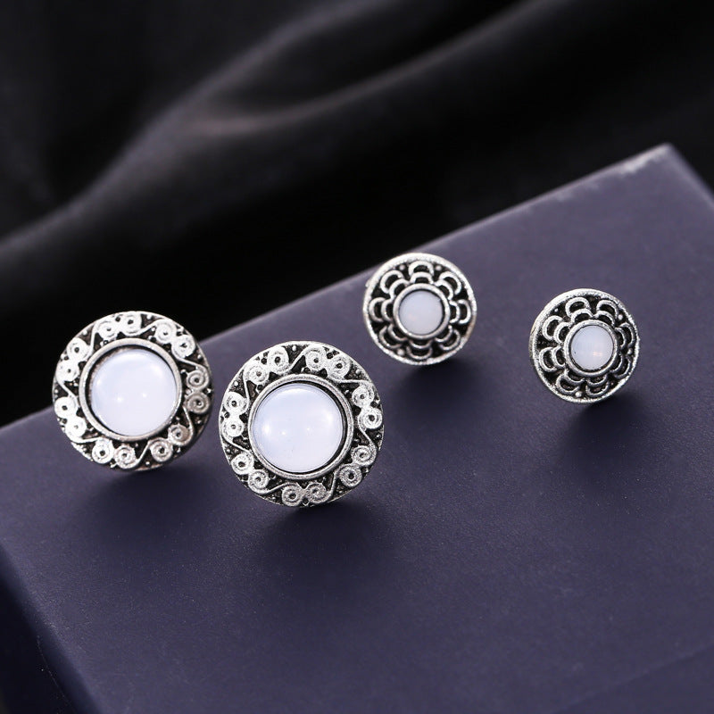 Pairs Of Water Drop White Gem Bohemian Style Earrings