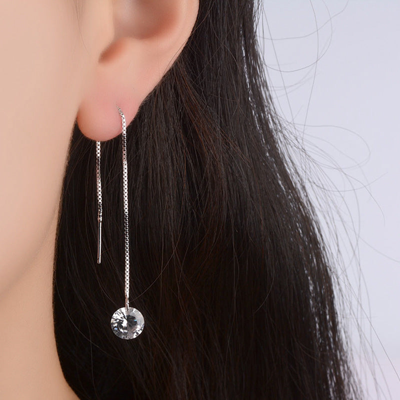 Women's Zircon Loose Diamond Korean Sier Crystal Female Popular Ear Line