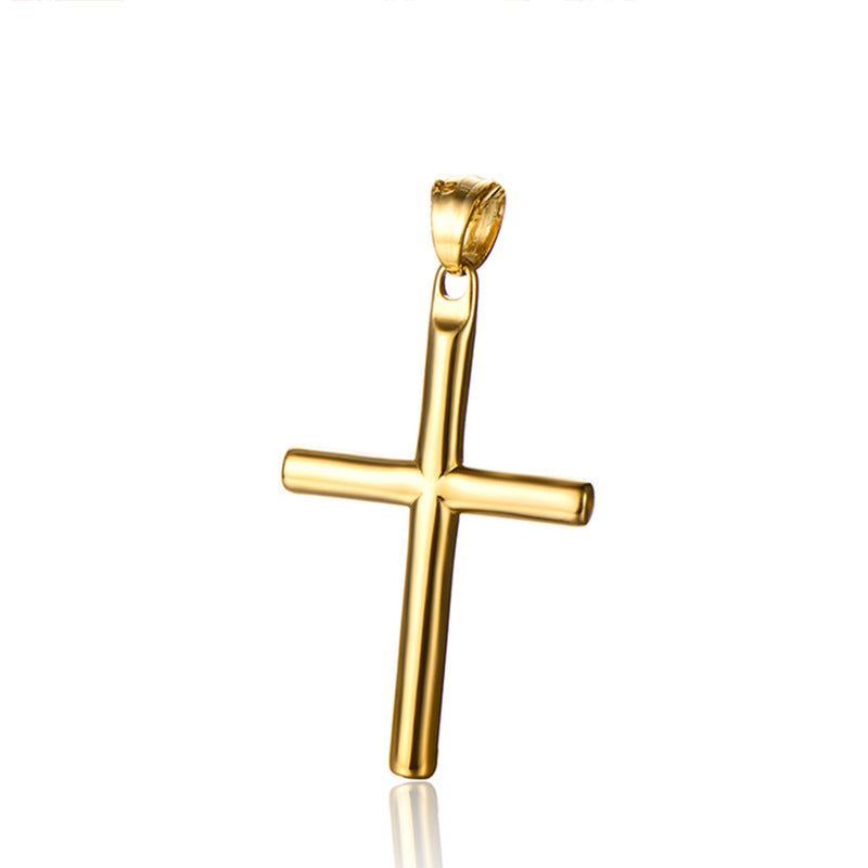 Cylindrical Stainless Steel Cross Shelf Glossy Necklaces