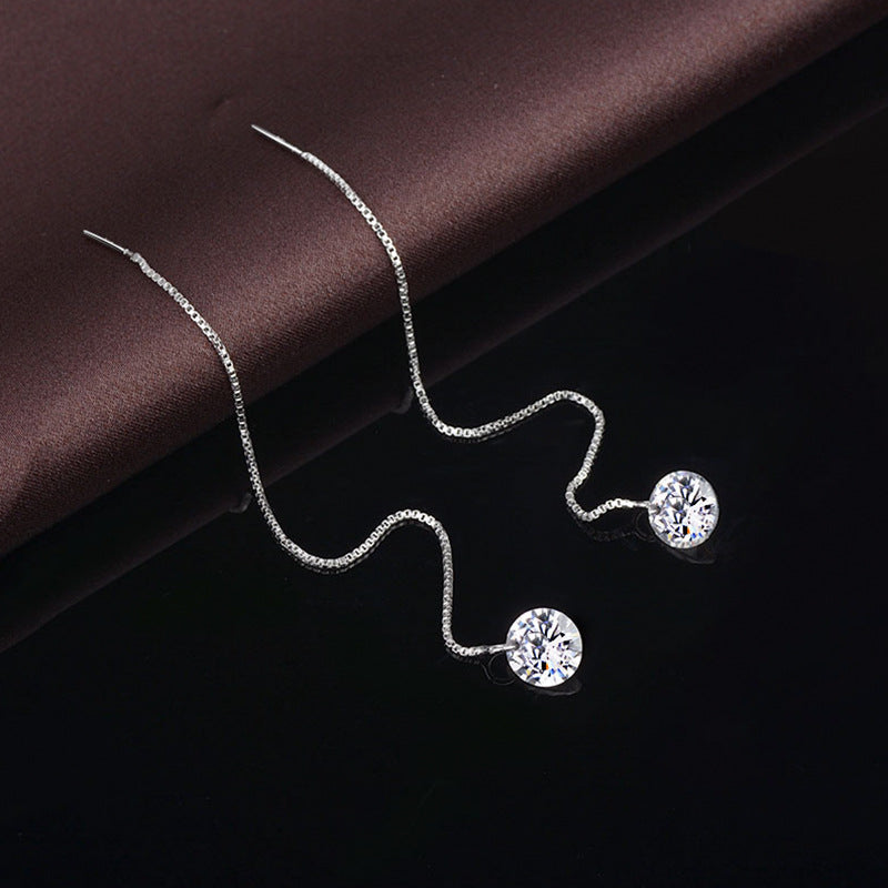 Women's Zircon Loose Diamond Korean Sier Crystal Female Popular Ear Line