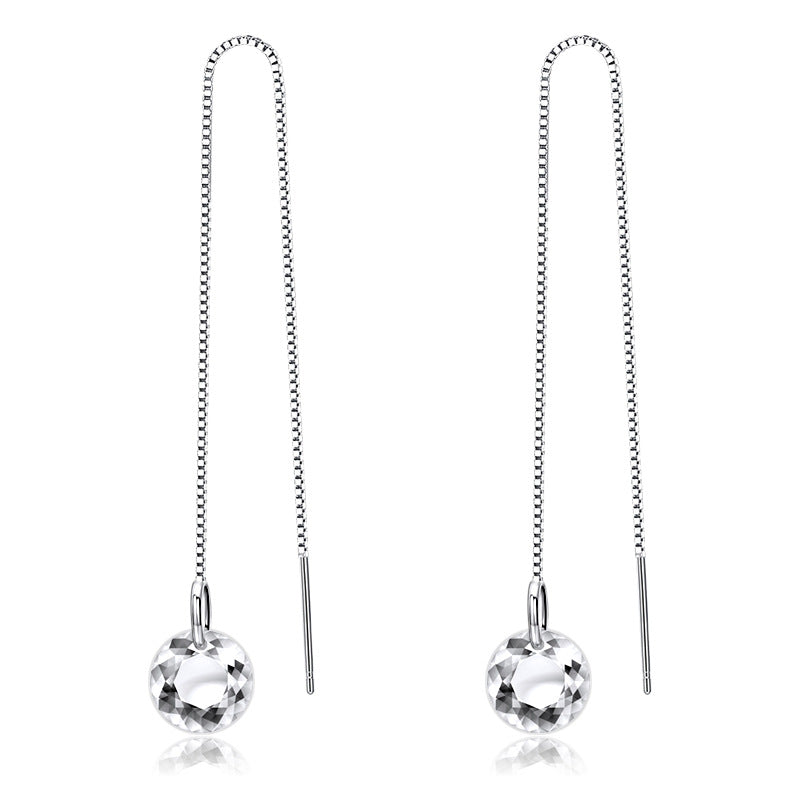 Women's Zircon Loose Diamond Korean Sier Crystal Female Popular Ear Line