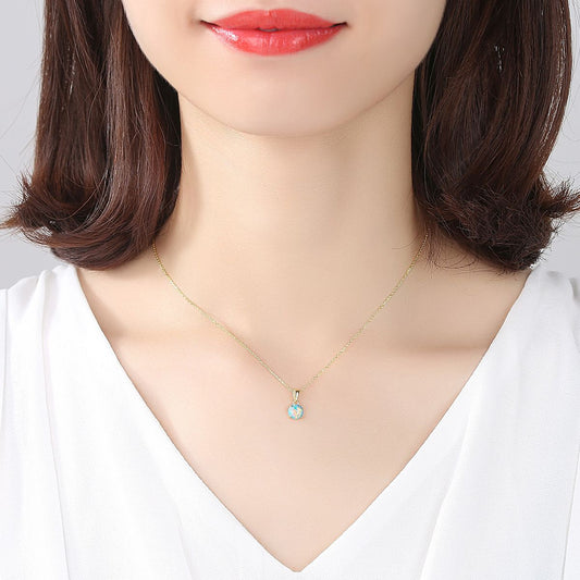 Women's Sier Inlaid Opal Fashion Simple Cross Chain Necklaces