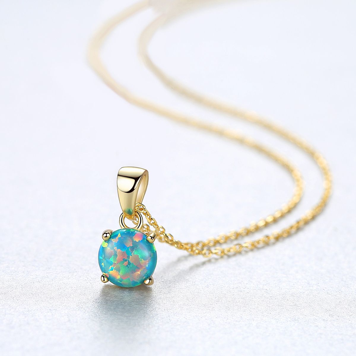 Women's Sier Inlaid Opal Fashion Simple Cross Chain Necklaces