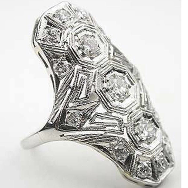 Exaggerated Inlaid Topaz Zircon Hollow Jeweled Ring