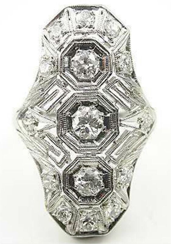 Exaggerated Inlaid Topaz Zircon Hollow Jeweled Ring