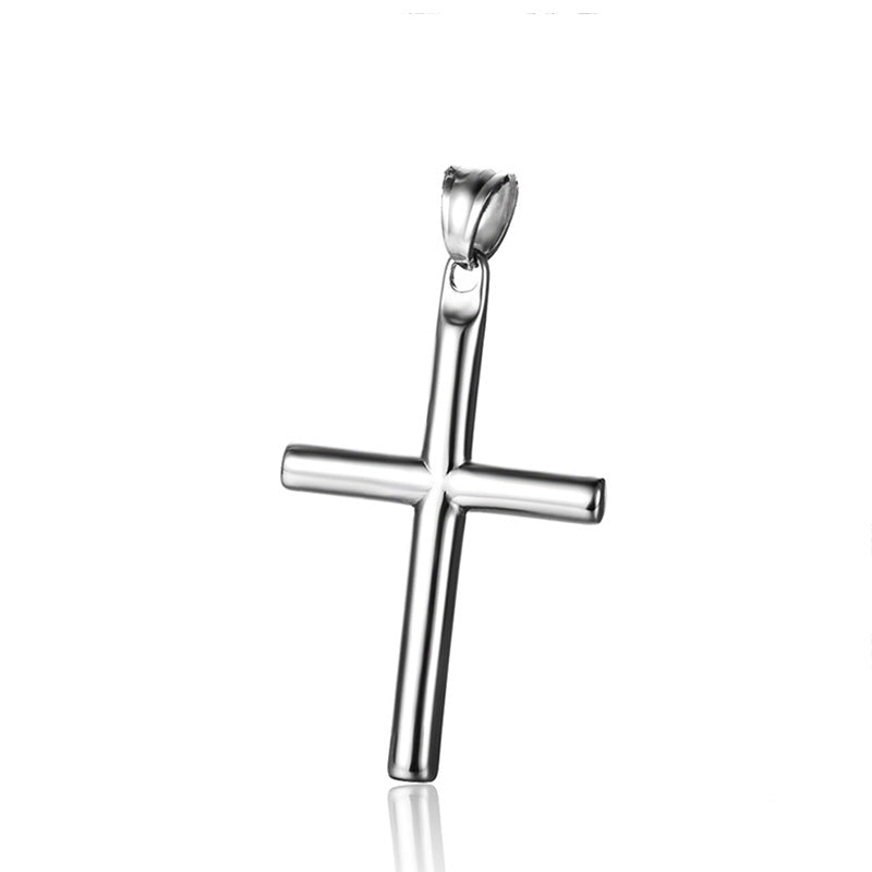 Cylindrical Stainless Steel Cross Shelf Glossy Necklaces