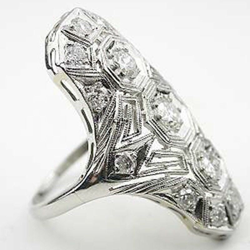 Exaggerated Inlaid Topaz Zircon Hollow Jeweled Ring