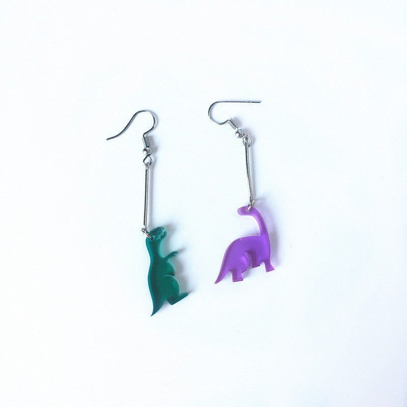 Handmade Colorful Transparent Acrylic Dinosaur Monster Earrings