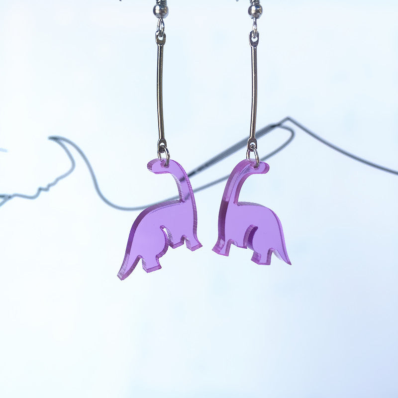 Handmade Colorful Transparent Acrylic Dinosaur Monster Earrings