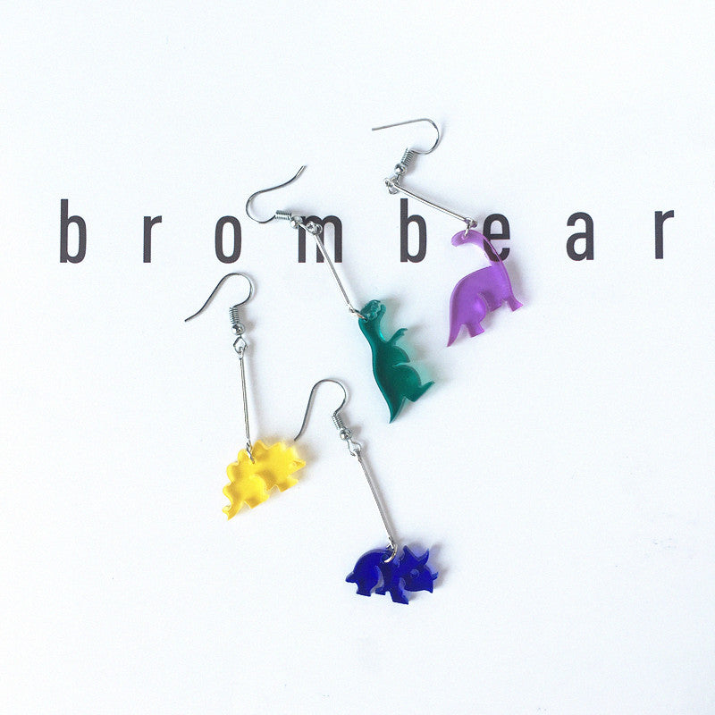 Handmade Colorful Transparent Acrylic Dinosaur Monster Earrings