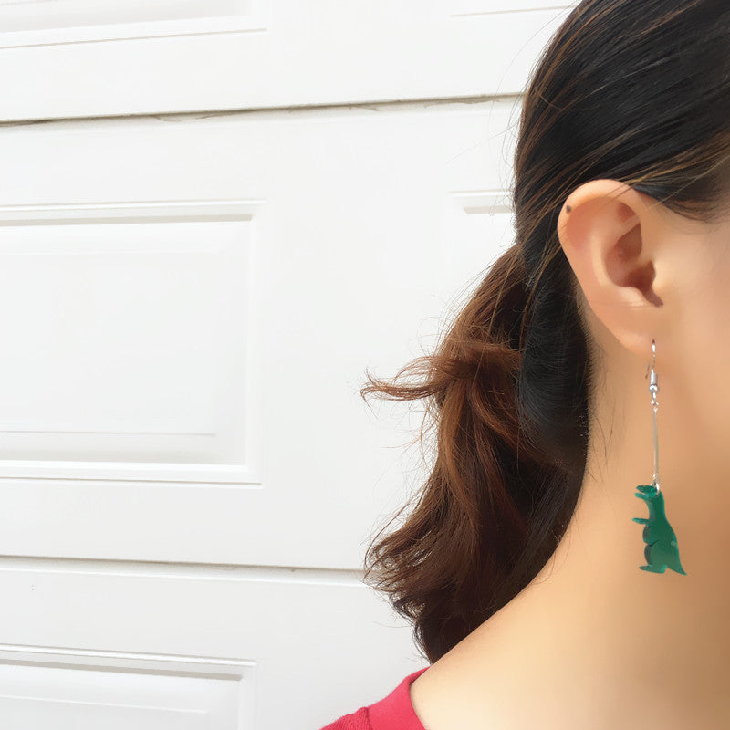 Handmade Colorful Transparent Acrylic Dinosaur Monster Earrings