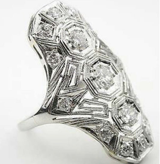 Exaggerated Inlaid Topaz Zircon Hollow Jeweled Ring