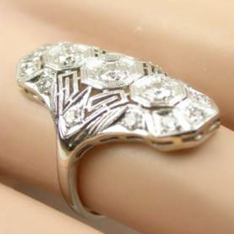 Exaggerated Inlaid Topaz Zircon Hollow Jeweled Ring