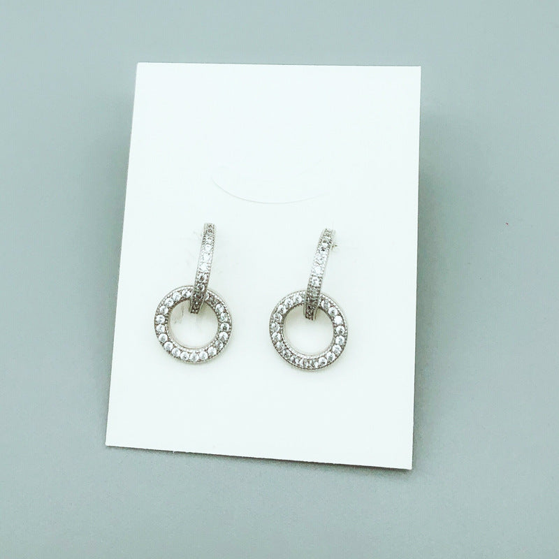 Women's Fashion Sterling Sier Geometric Circle Ear Earrings