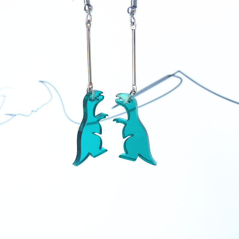 Handmade Colorful Transparent Acrylic Dinosaur Monster Earrings