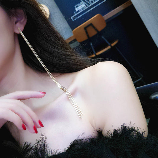 Metal Chain Tassel Gold Exaggerated Unique Earrings