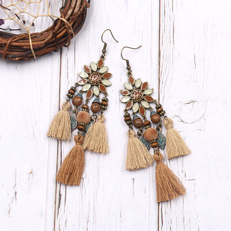 Bohemian Fashion Flower Female Personality Elegant Earrings