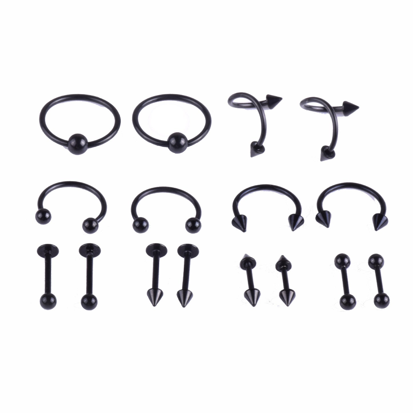 Tongue Pin Mixed Suit Stainless Steel Labret Eyebrow Nose Belly Stud Earrings