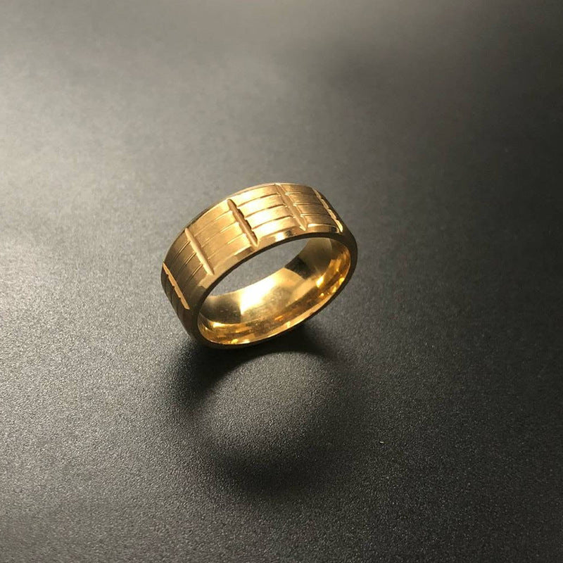 Men's Accessories Stainless Steel Electroplated Gold Sand Rings