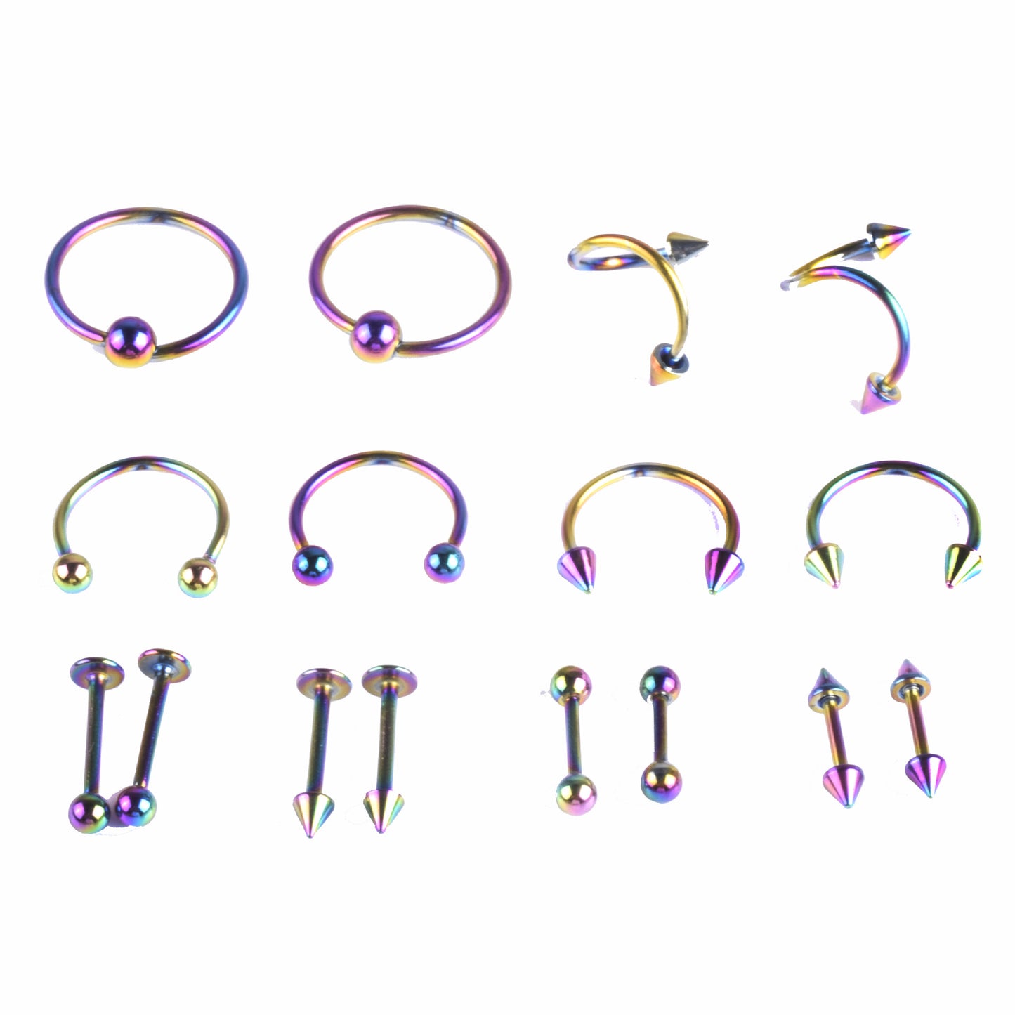 Tongue Pin Mixed Suit Stainless Steel Labret Eyebrow Nose Belly Stud Earrings