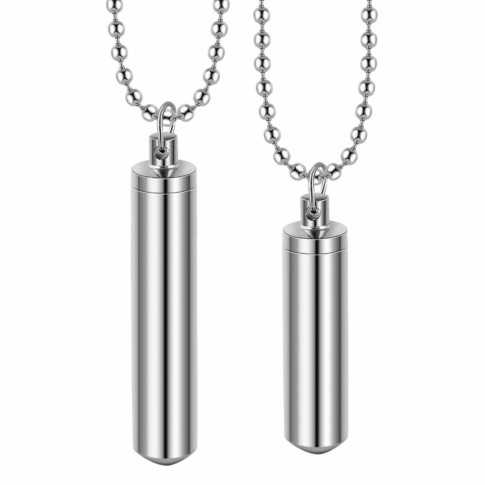 Stainless Steel Cylinder Perfume Bottle Urn Pendants