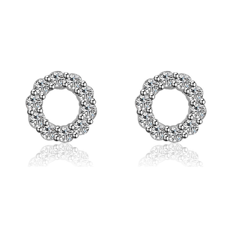 Women's Fashion Simple Rhinestone Round Gold-plated Temperament Earrings