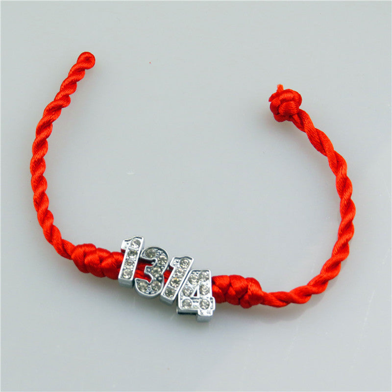 Letters Red Rope With Diamond Jewelry Woven Bracelets