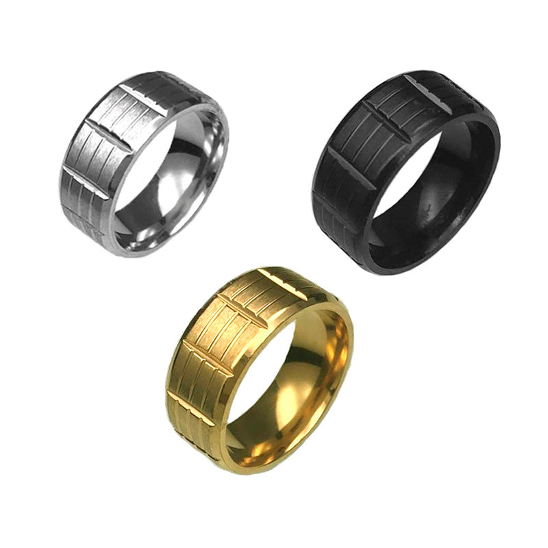 Men's Accessories Stainless Steel Electroplated Gold Sand Rings