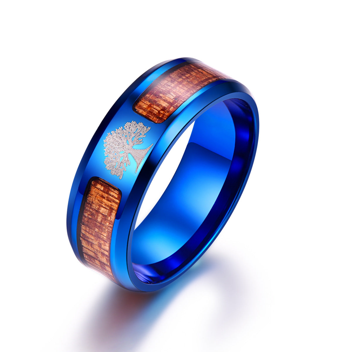 Men's Fashion Simple Titanium Steel Half Sapele Wood Leather Can Be Rings