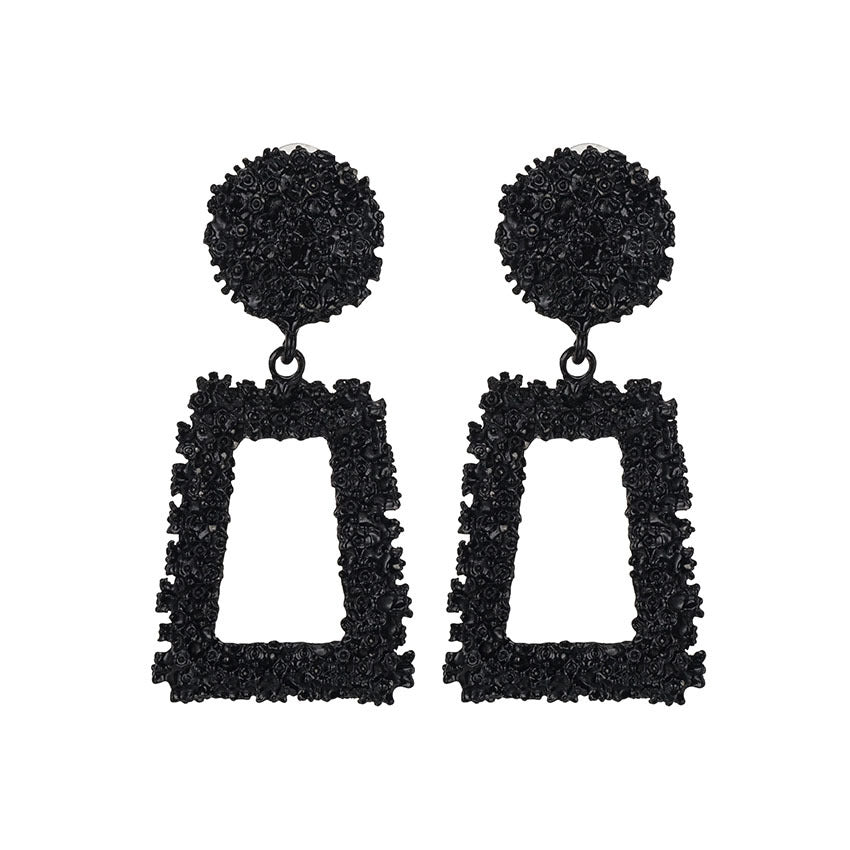 Trendy Fashion Geometry Pattern Embossed Trapezoidal Stud Earrings
