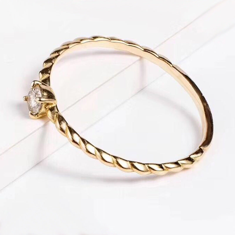 Style Minimalist Single Zirconium Diamond Basic Rose Gold Plated Ring