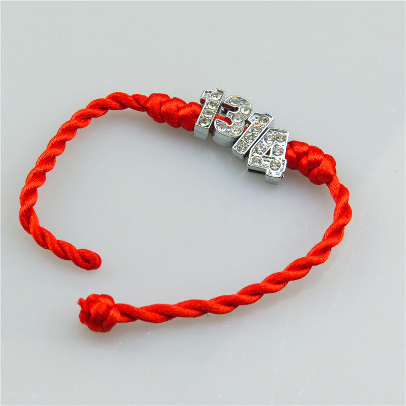 Letters Red Rope With Diamond Jewelry Woven Bracelets