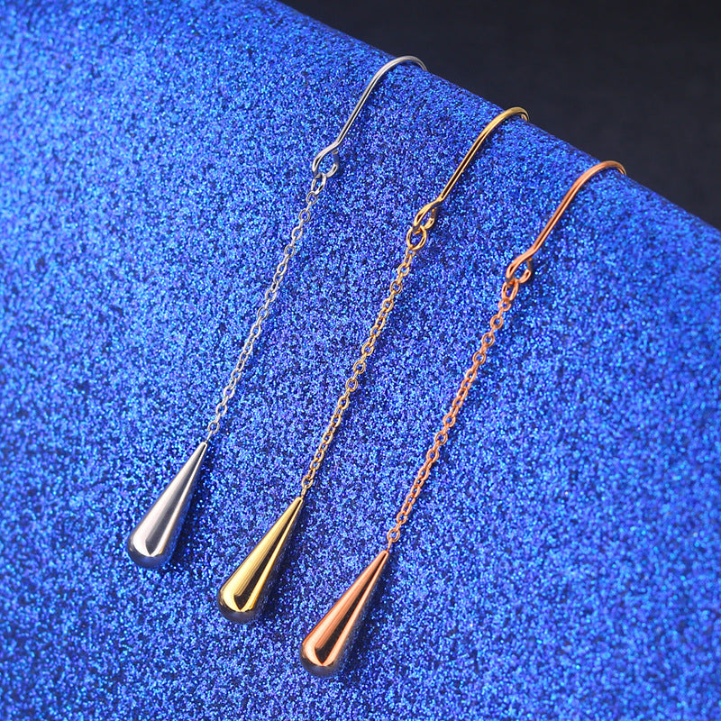 Titanium Steel Rear Long Ear Hoy Earrings