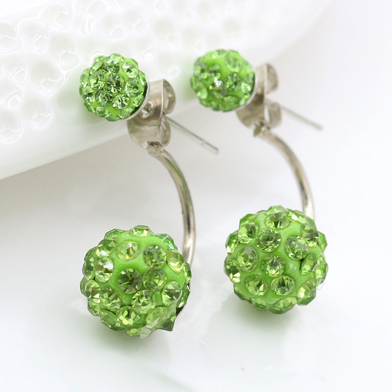 Sier Plated Crystal Ball Ear Korean Stud Earrings