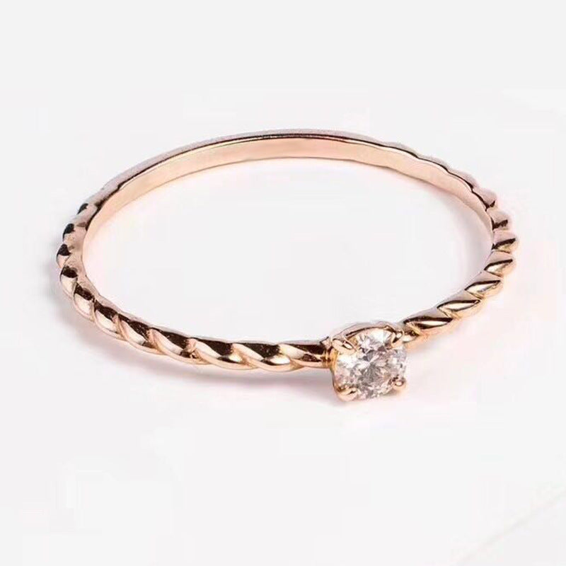 Style Minimalist Single Zirconium Diamond Basic Rose Gold Plated Ring