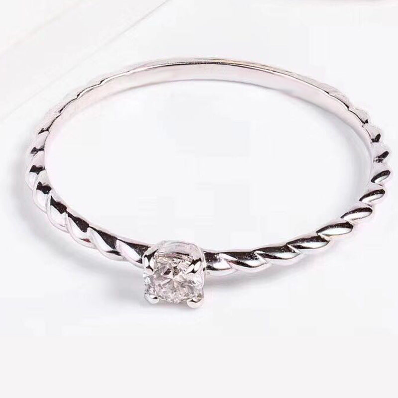 Style Minimalist Single Zirconium Diamond Basic Rose Gold Plated Ring