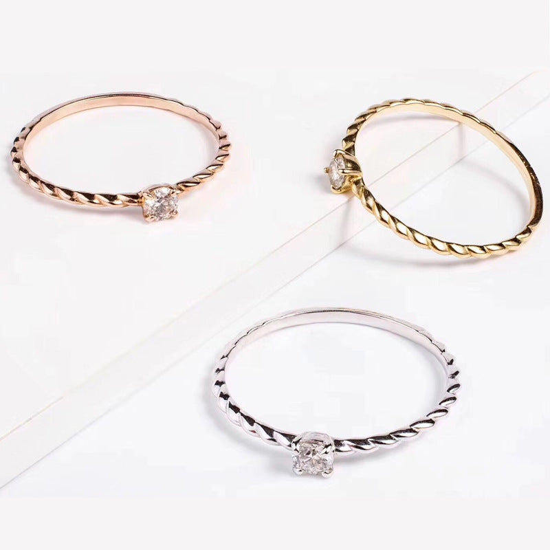 Style Minimalist Single Zirconium Diamond Basic Rose Gold Plated Ring