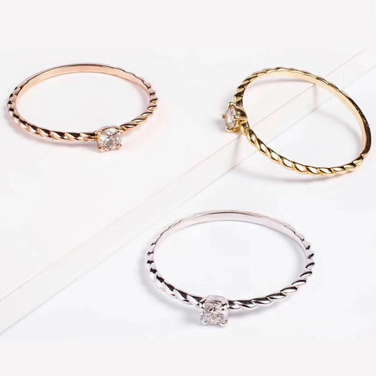Style Minimalist Single Zirconium Diamond Basic Rose Gold Plated Ring